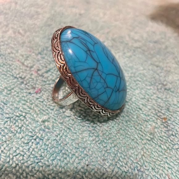 Turquoise and metal ring 💍 - Picture 1 of 6